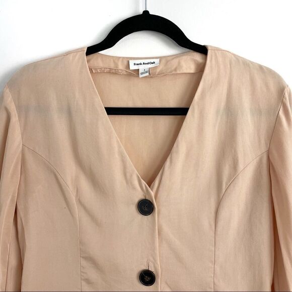 Frank and Oak Peach Tencel Button Down Blouse Sz Small - Picture 5 of 13